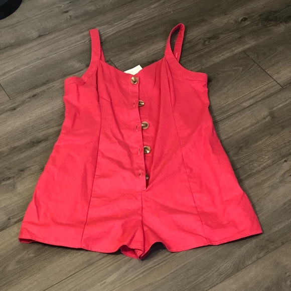 wonderly Pants - Wonderly Pink Romper Shorts Button Front Size L